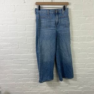 Madewell Women's Wide Leg Cropped Denim Jeans Regular Fit High Rise Blue Size 26